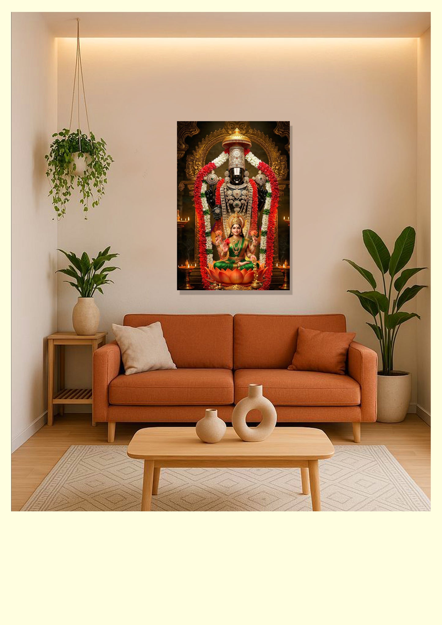 TIRUPATI BALAJI WITH LAKSHMI DEVI 4K DIGITAL PHOTO PRINT | MATTE PHOTO PAPER