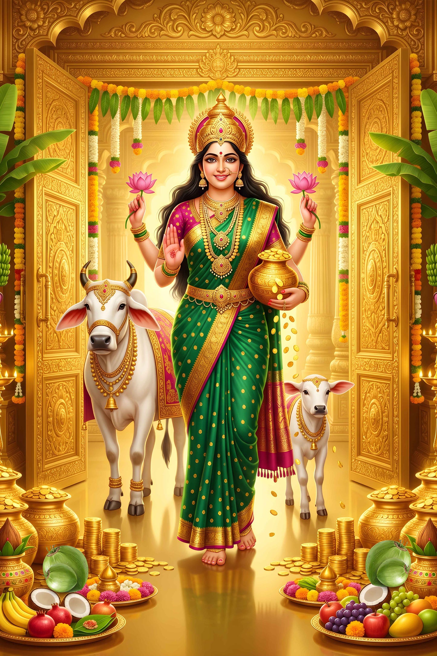 GRUHA LAKSHMI , GADAPA LAKSHMI PHOTO PRINT | 4K QUALITY | MATTE PHOTO PAPER PRINT